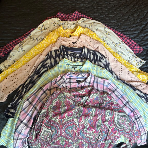 Talbots Tops - Lot of 8 Talbots 2X Button Up shirts Long Sleeve Plaid, Floral, Polka Dot,